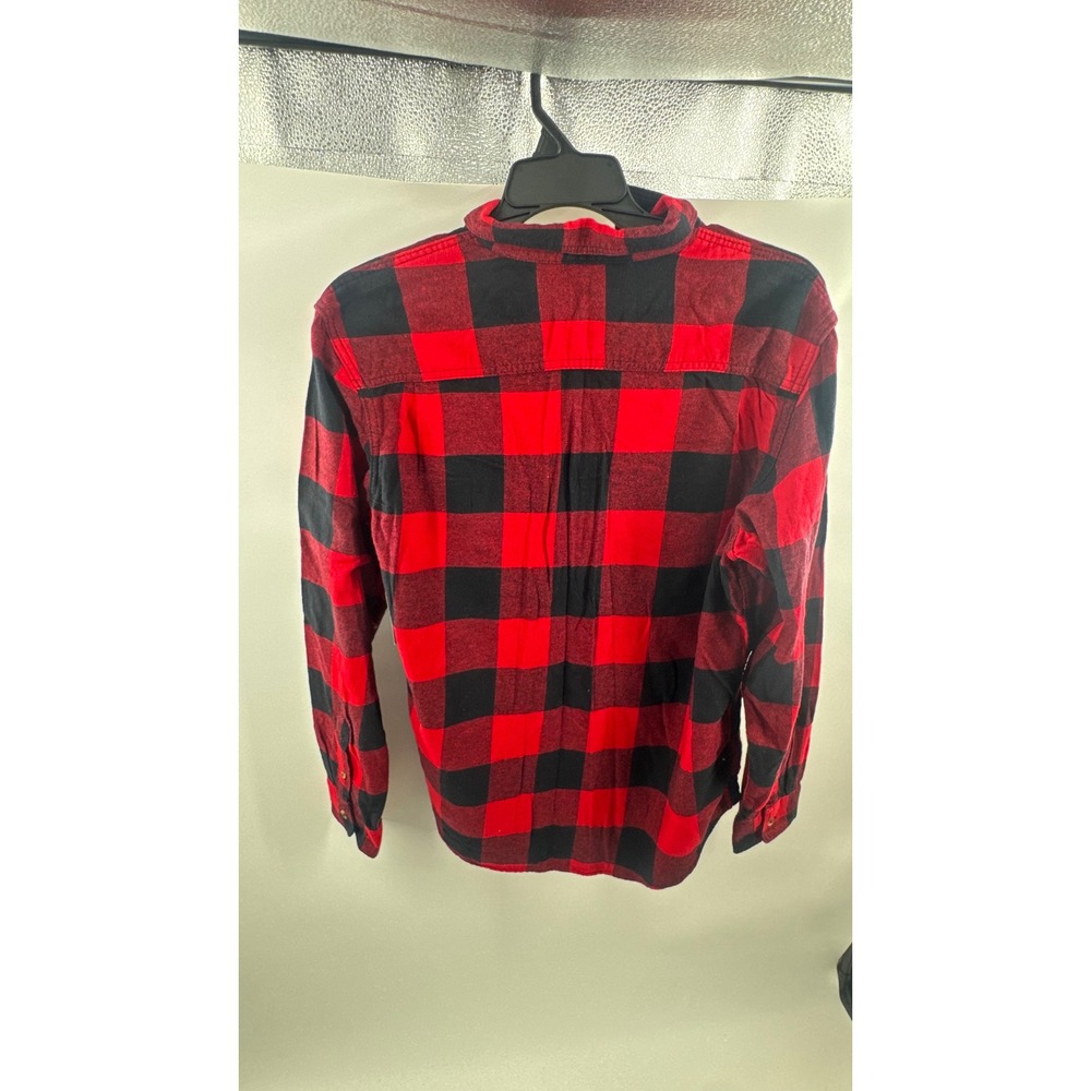 Old Navy Mens Red Black Buffalo Plaid Flannel Button Down Shirt Large L Soft - Picture 3 of 3